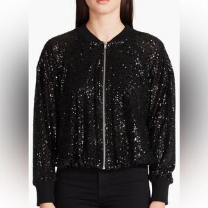 BB DAKOTA BY STEVE MADDEN Sequin Dolman Sleeve Zip Jacket.
